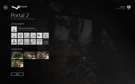 Die Steam "Bilbliothek" für Spiele und Erweiterungen unter Windows 8