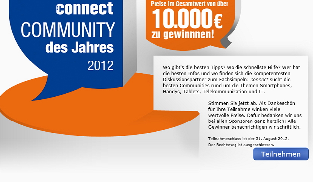 Connect Community des Jahres 2012 Titel