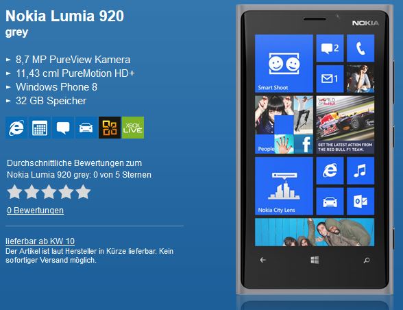 Lumia 920 Grau