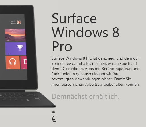 Surface Pro Webseite