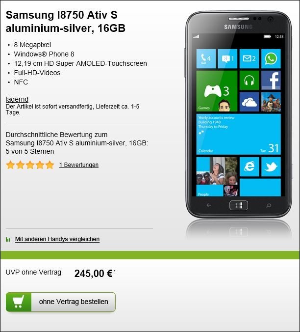 Samsung ATIV S 245 EUR
