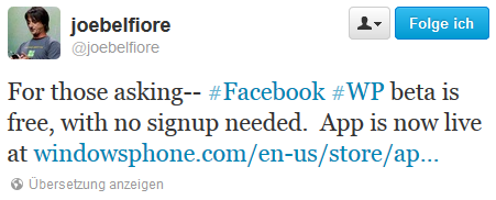 Facebook Beta WP7