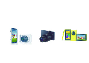 von links nach rechts: Samsung Galaxy S4 Zoom, Sony SmartShot QX100 und Nokia Lumia 1020