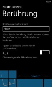Lumia 820 - Berührungsempfindlichkeit