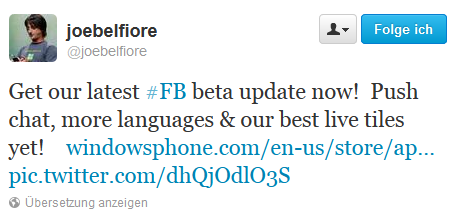 Joe Belfiore Facebook beta