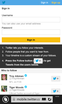 Twitter über WP 8.1